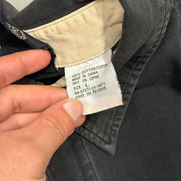 Vintage 00s Y2K MECCA USA Long Sleeve Polo Shirt Faded Black Large - Picture 8 of 9